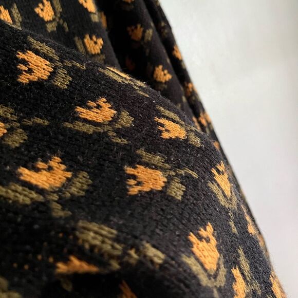JP Collections Vintage Tulip Sweater L, Floral Knit, Black Mustard Pullover - Picture 9 of 9